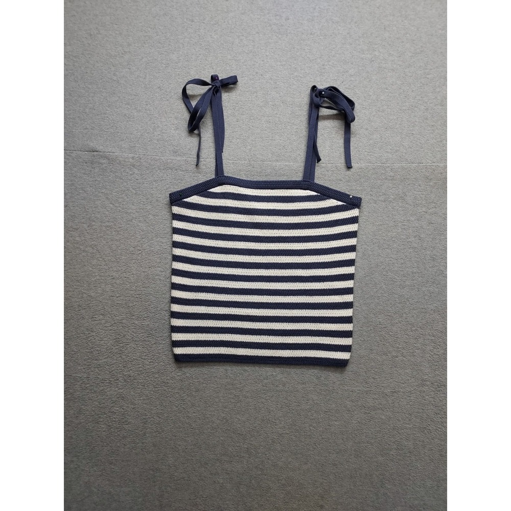 Universal Thread Goods Co Women Tank Tops XS Navy White Striped Tie Details City